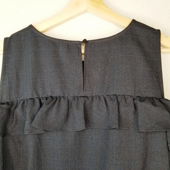 BP Ruffle Cold Shoulder Plaid Peplum Blouse - Picture 6 of 11